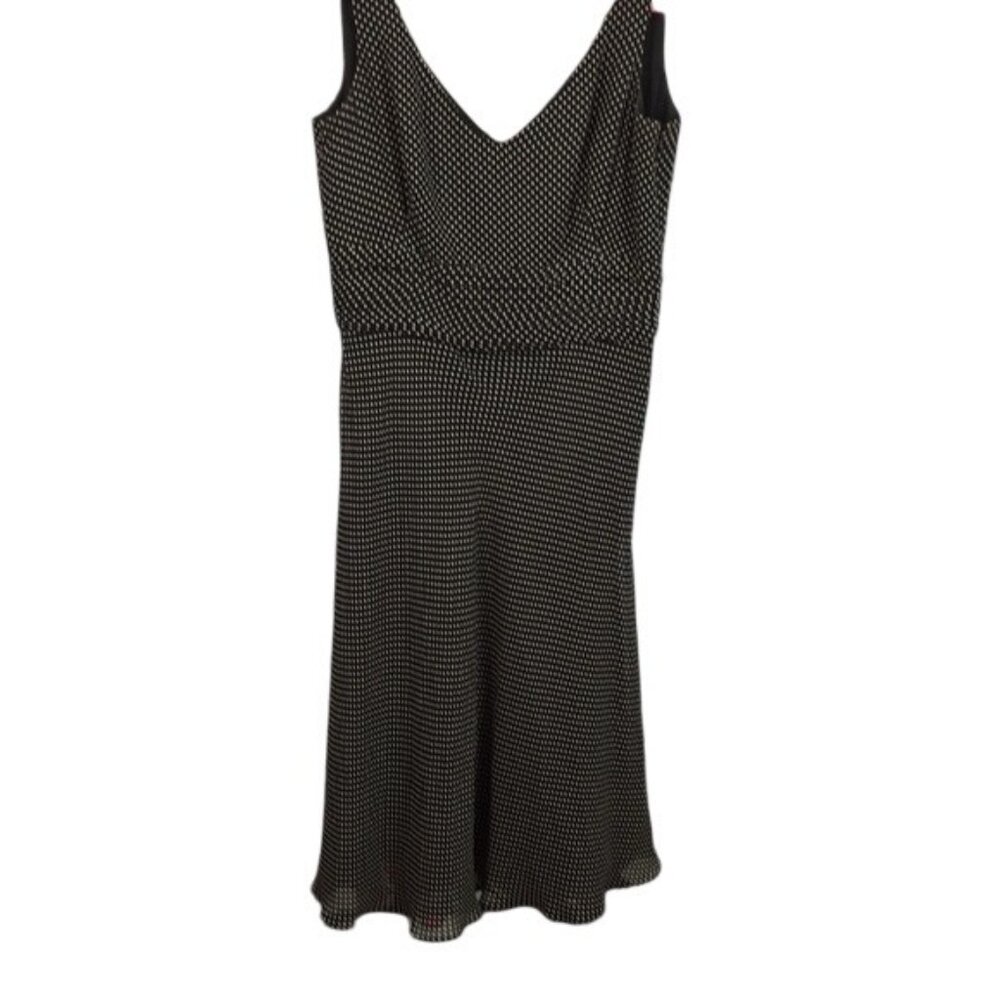 Ann Taylor Black & White Polka Dot Silk Dress Size 4 Sleeveless Midi